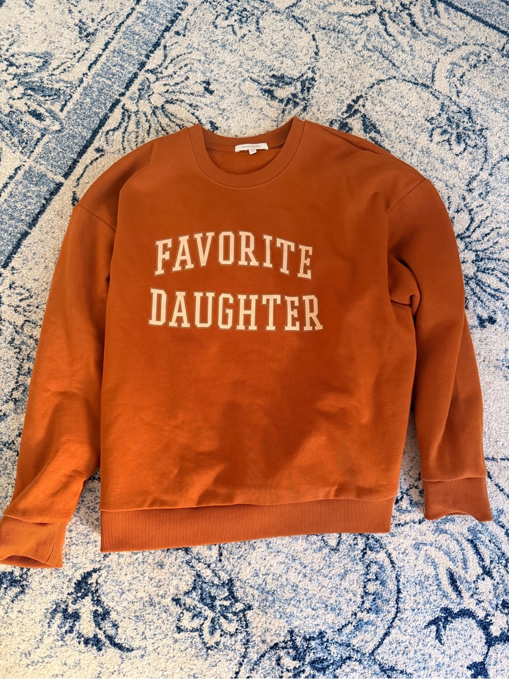 Favorite Daughter Burnt Orange Crewneck with White Lettering